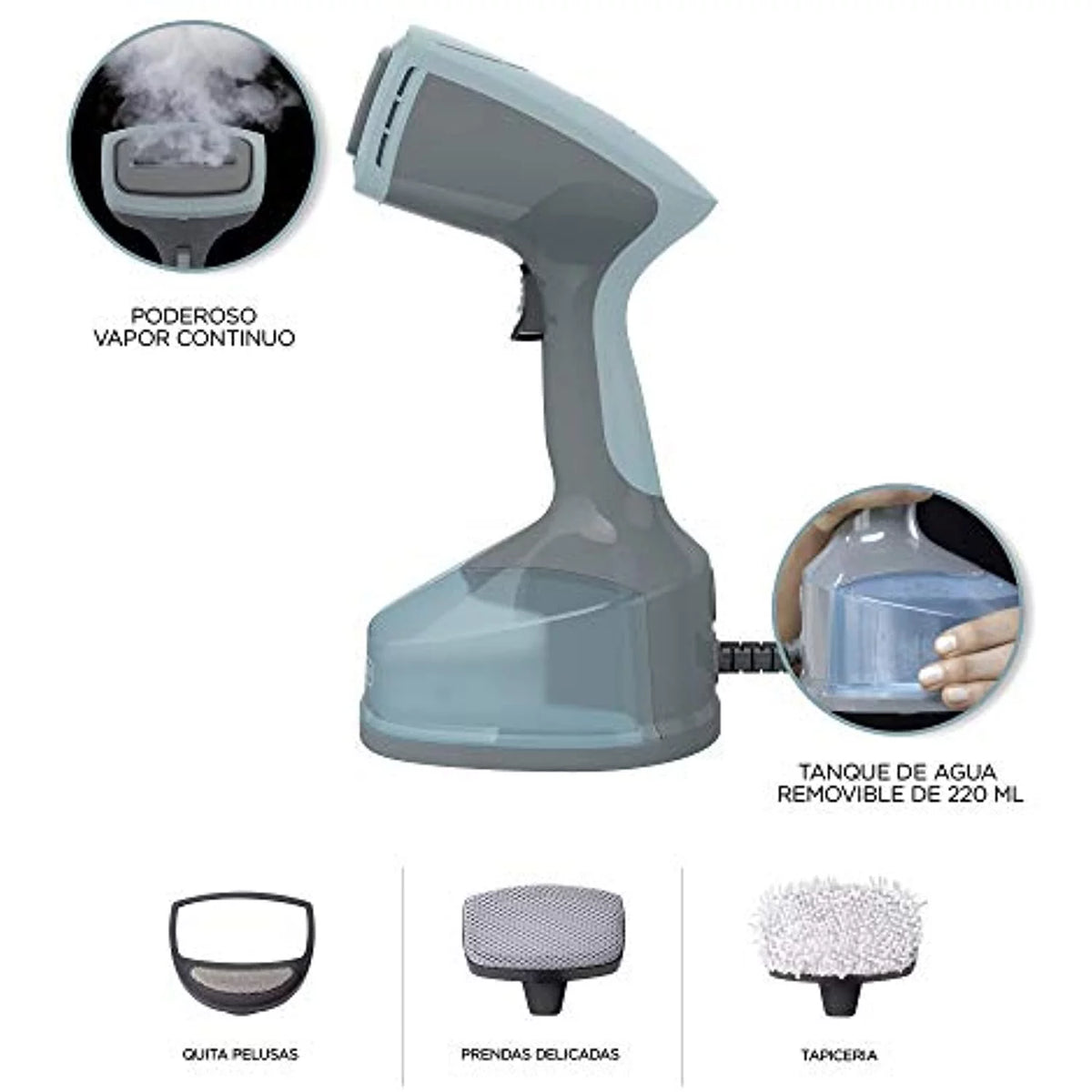 Handheld Garment Fabric Steamer with 3 Attachments E191