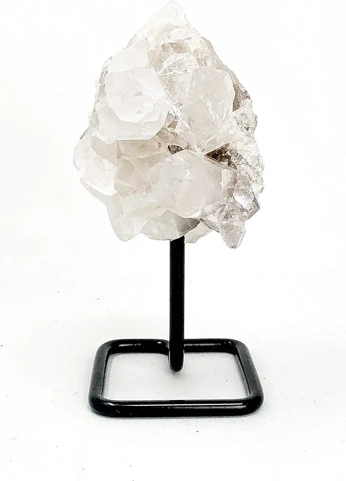 Clear Quartz Cluster on a Metal Stand E6651