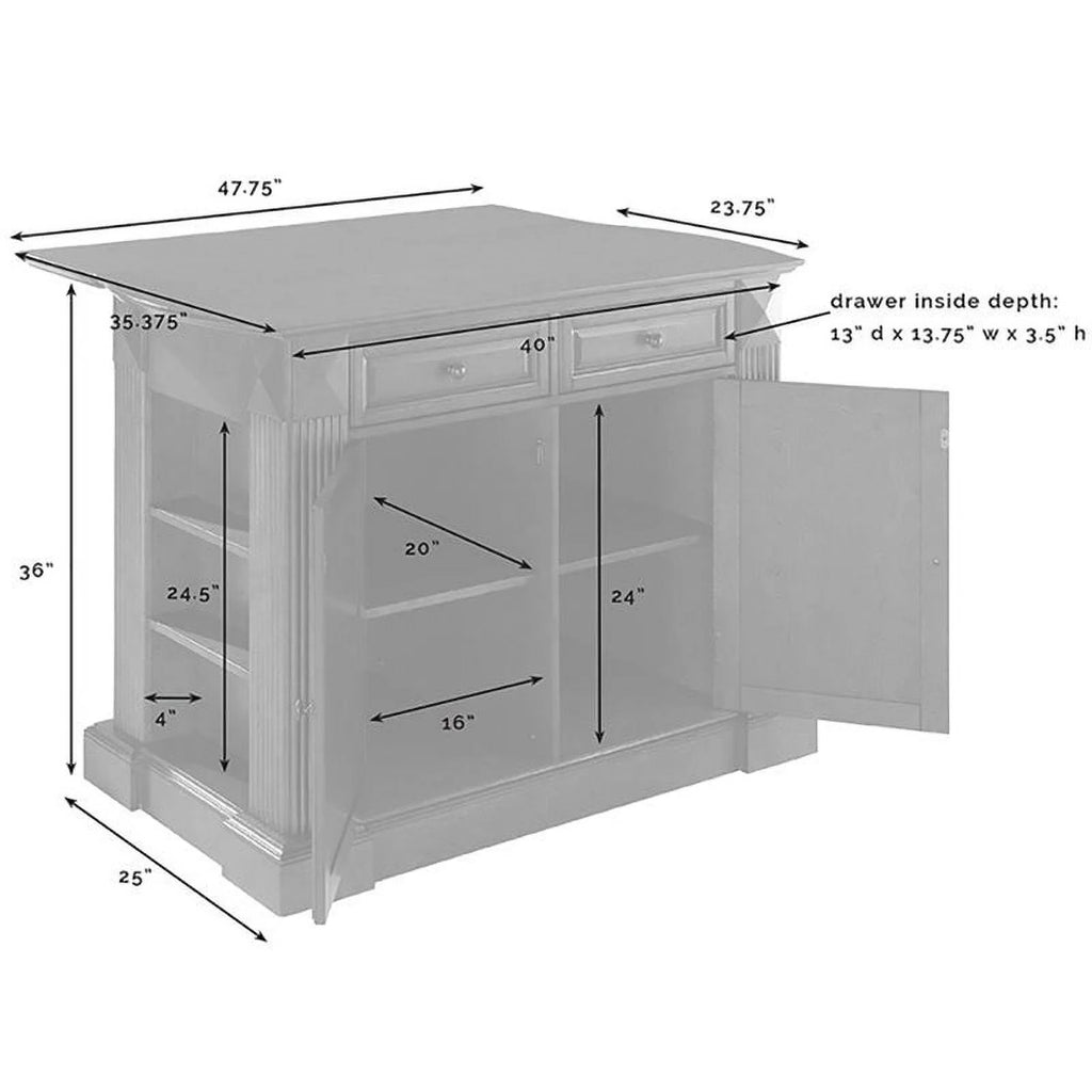 White Wood Drop Leaf Kitchen Island with Stools M985
