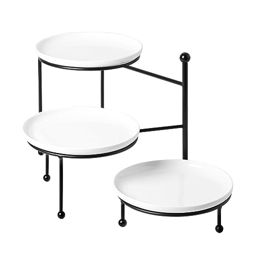 3 Tiered Serving Stand with White Porcelain Plates P873830