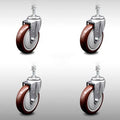 5 inch Maroon Polyurethane Swivel Caster Set Z342405