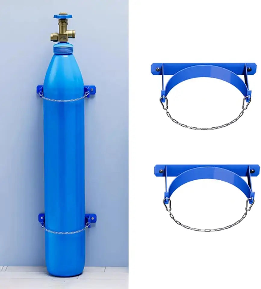 2 Pcs Wall Mount Oxygen Tank Holder with Adjustable Chain Q65533