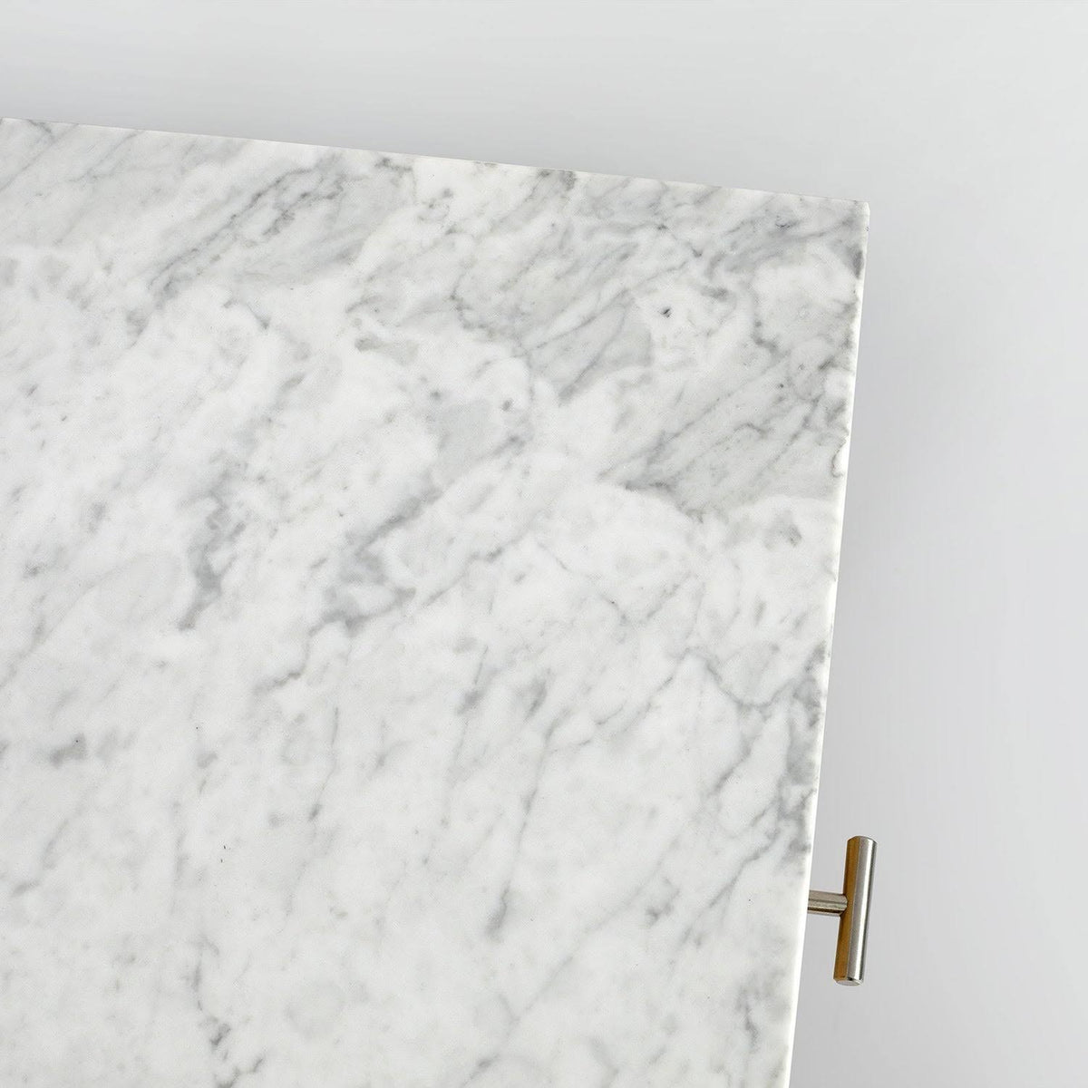 Square Italian Carrara White Marble Side Table with Legs - Tan V237965