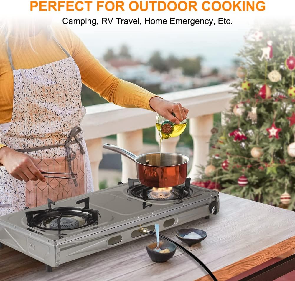 2 Burners Stainless Steel Gas Camping Stove U9609