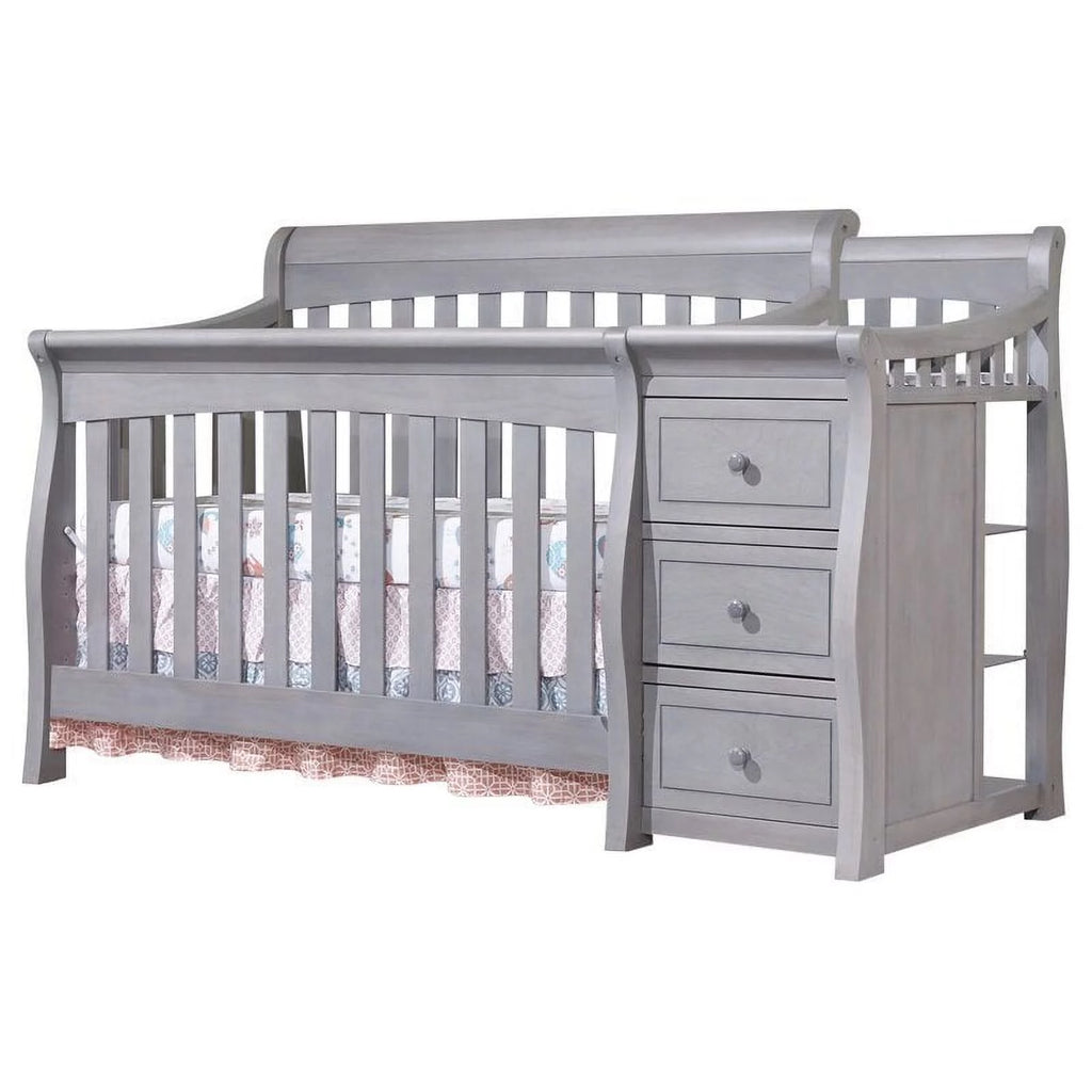 Gray Baby Crib with Changing Table and 4 Drawer Dresser Set E3813