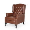Cognac Brown and Dark Brown Faux Leather Tufted Recliner P183290