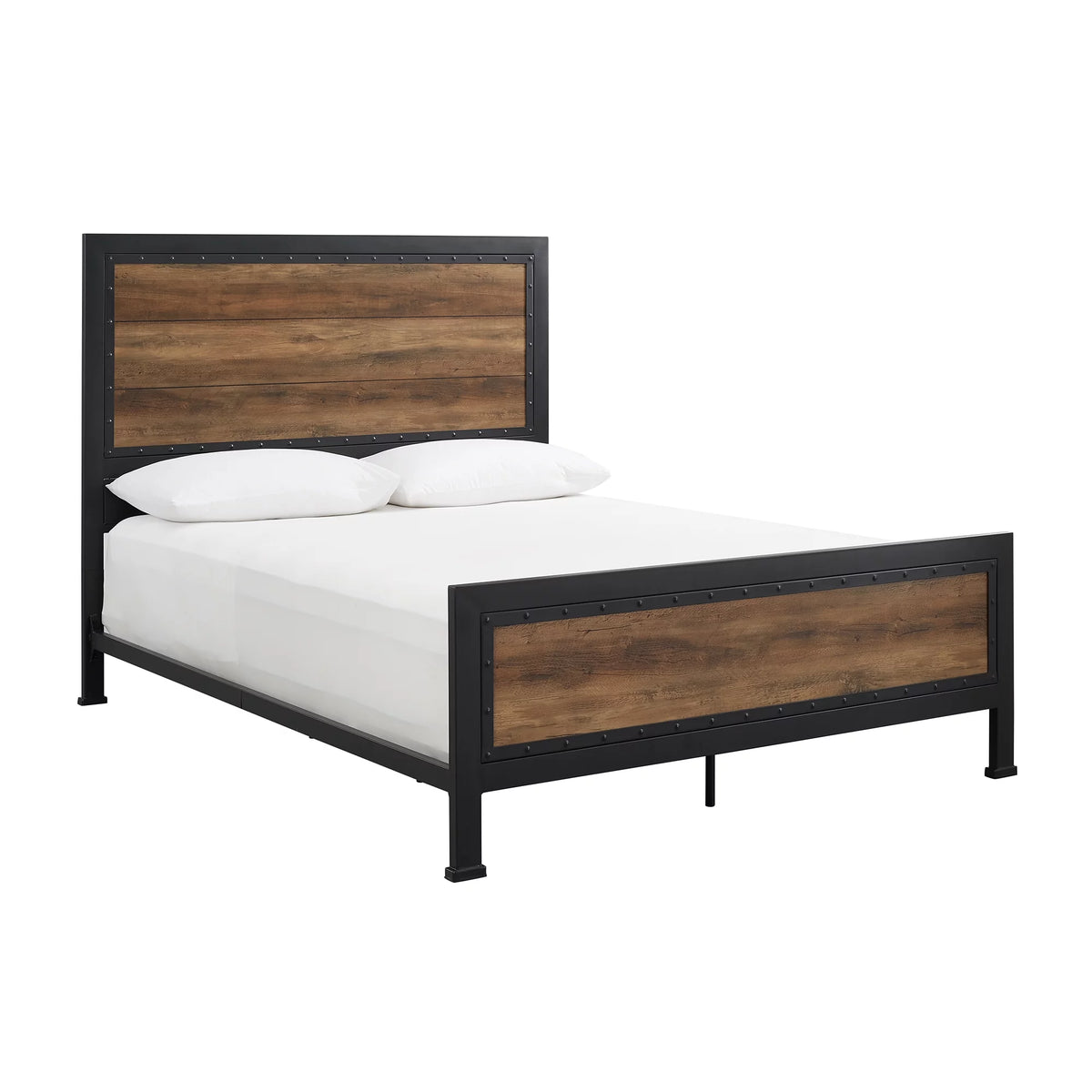 Queen Size Rustic Oak Bed F90898