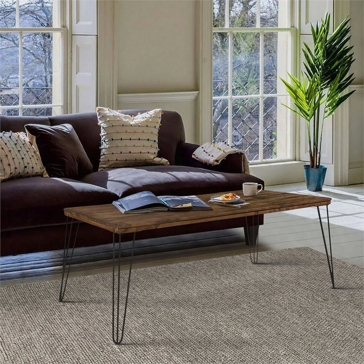 Wood Coffee Table in Rustic Oak and Black E2021