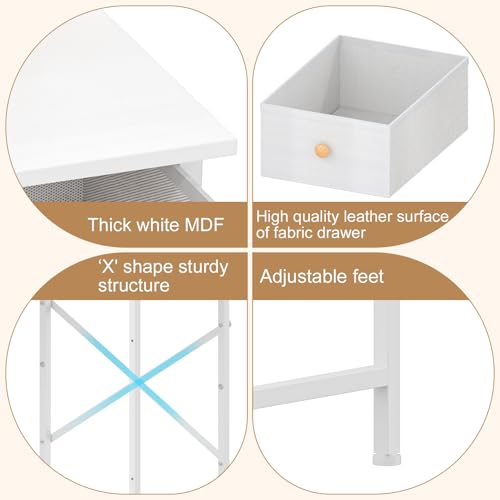 White Compact Vanity Desk with Mirror and Chair P734639