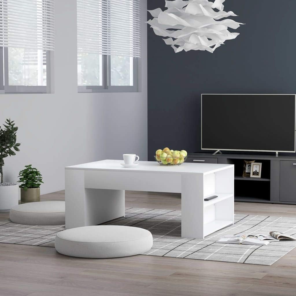 White Chipboard Coffee Table Storage Cabinet Y92153