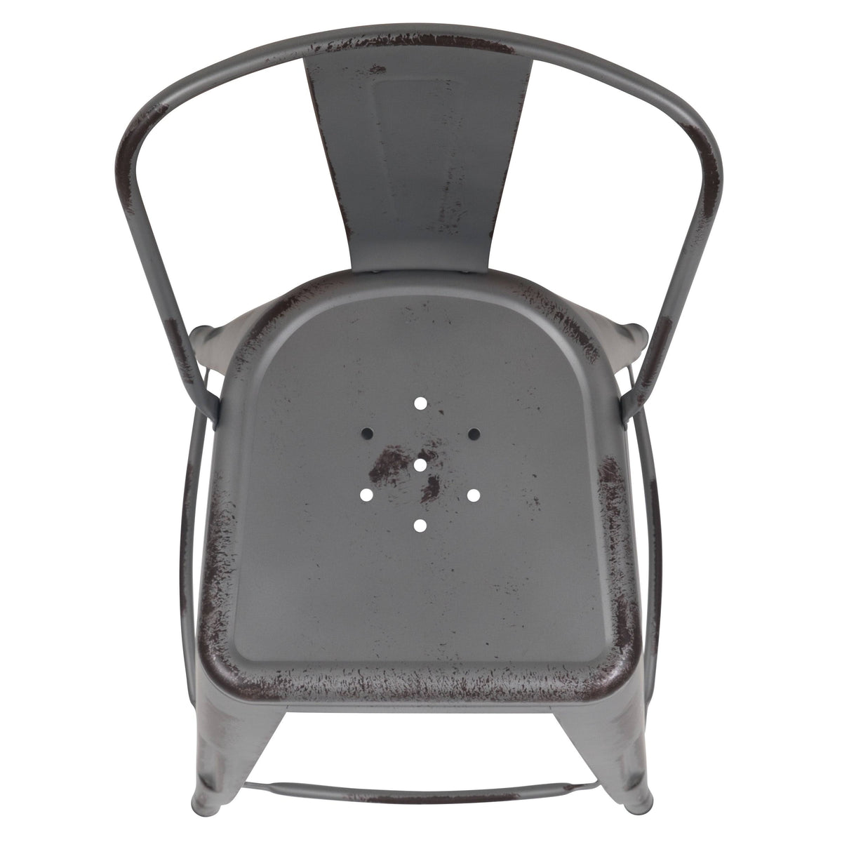 Black Distressed Metal Stool Y80097