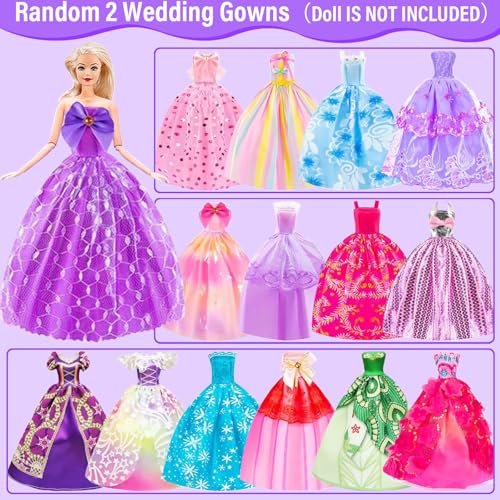 108 Pcs Doll Clothes and Accessories with Purple Doll Closet for 11.5 Inch Doll W80535