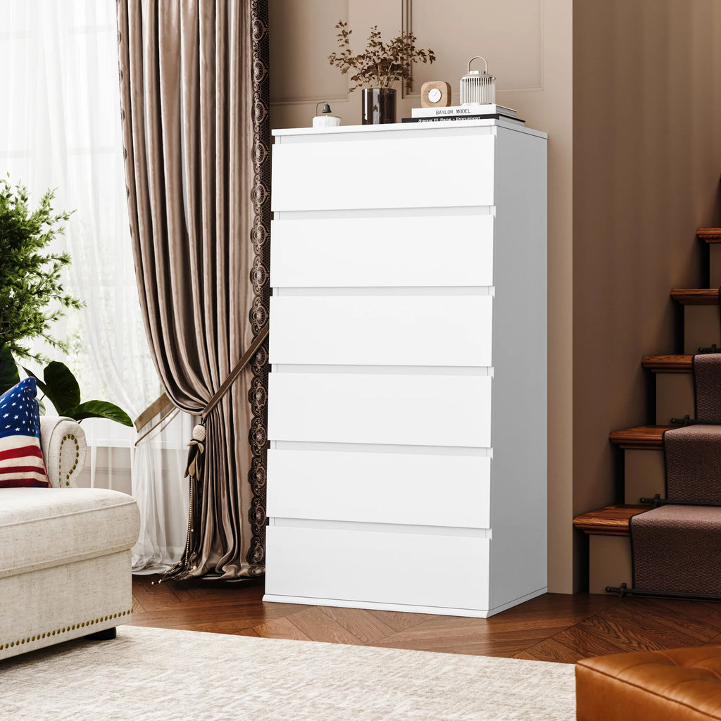 White 5 Drawer Wood Dresser G128346