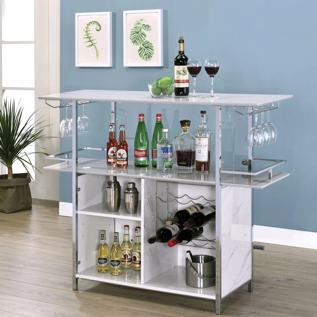 White and Chrome Bar Table N86211
