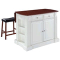White Wood Drop Leaf Kitchen Island with Stools M985