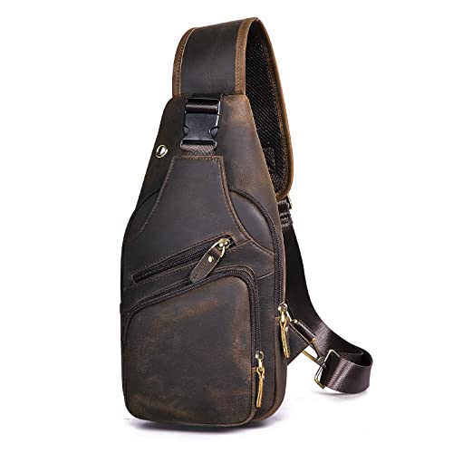 Men Casual Crossbody Chest Sling Bag Leather M208
