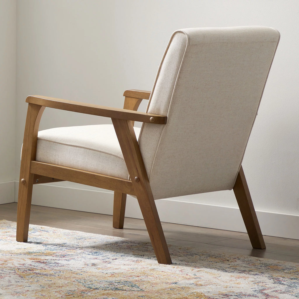 Cream Wood Frame Accent Chair O5529