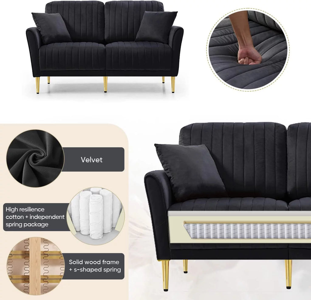 Black Velvet Loveseat I62855
