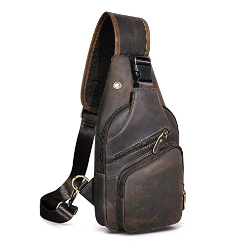 Men Casual Crossbody Chest Sling Bag Leather M208
