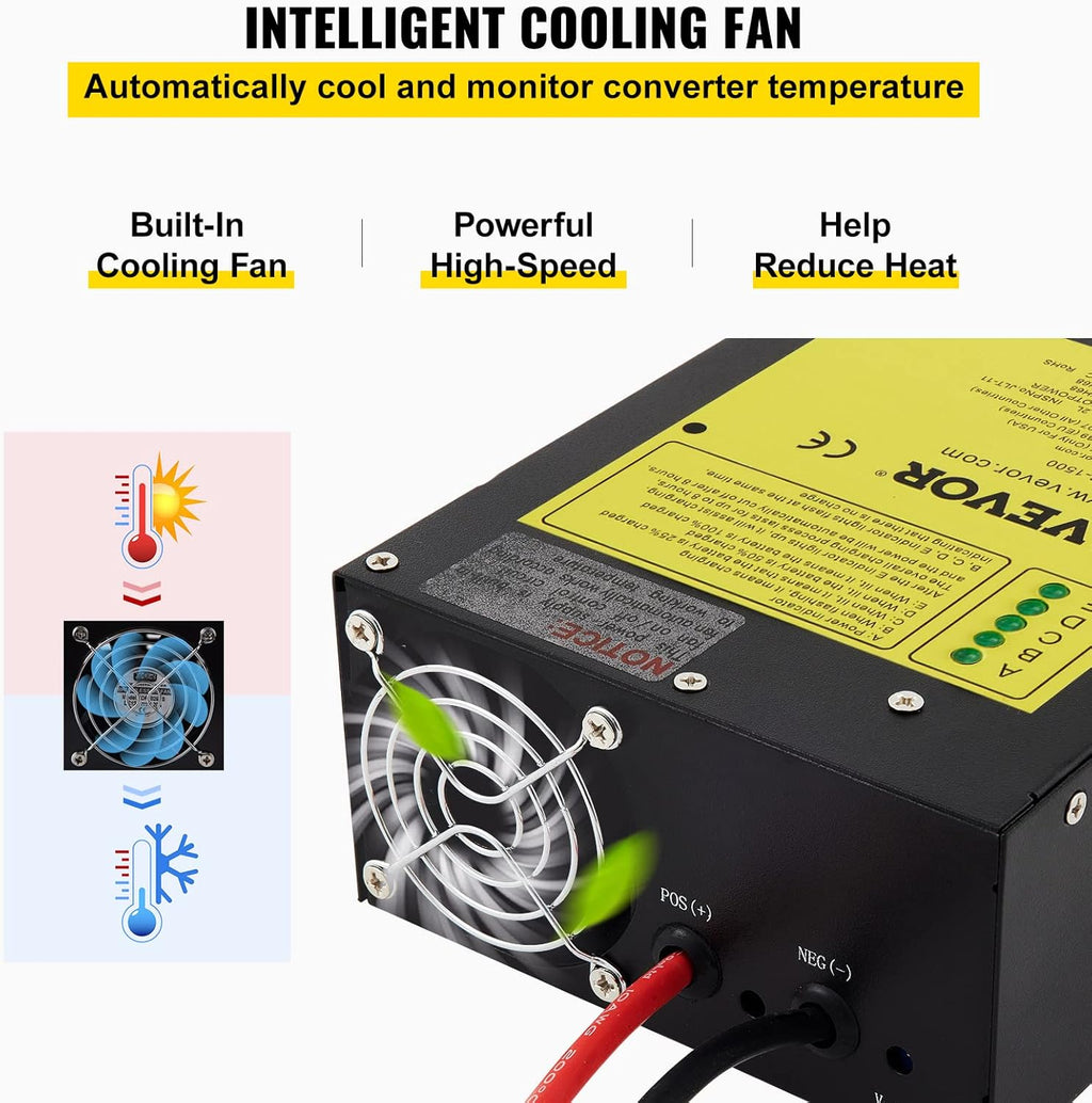 110 Volt AC to 12 Volt DC 1200W Power Converter Charger X767