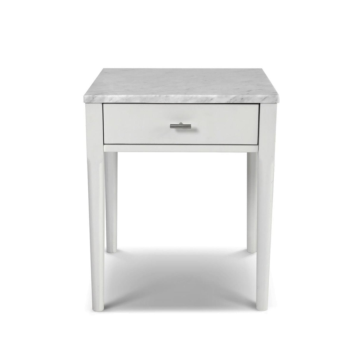 Square Italian Carrara White Marble Side Table with Legs - Tan V237965