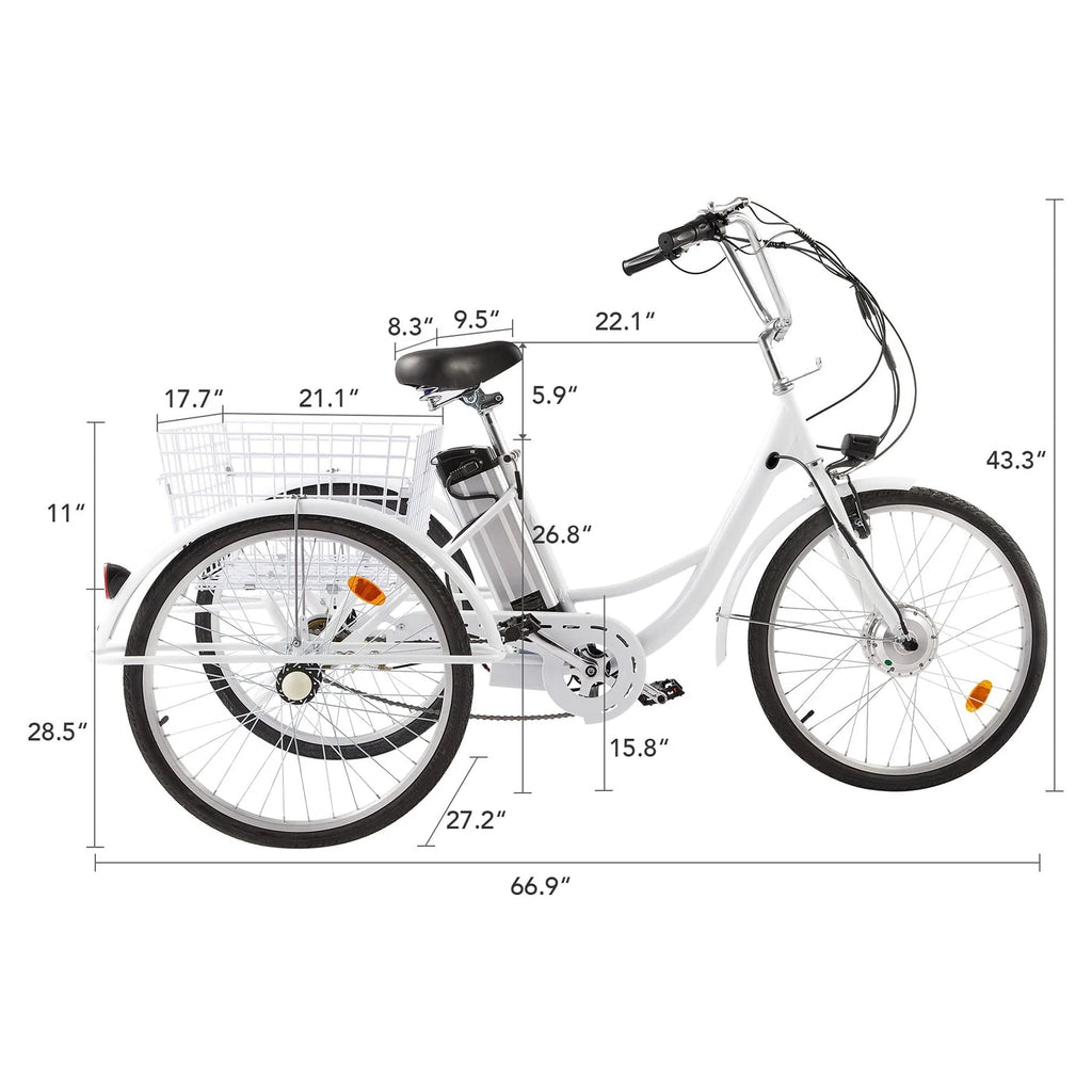 24inch 3 Wheel Electric Tricycle with 250w Motor E652229
