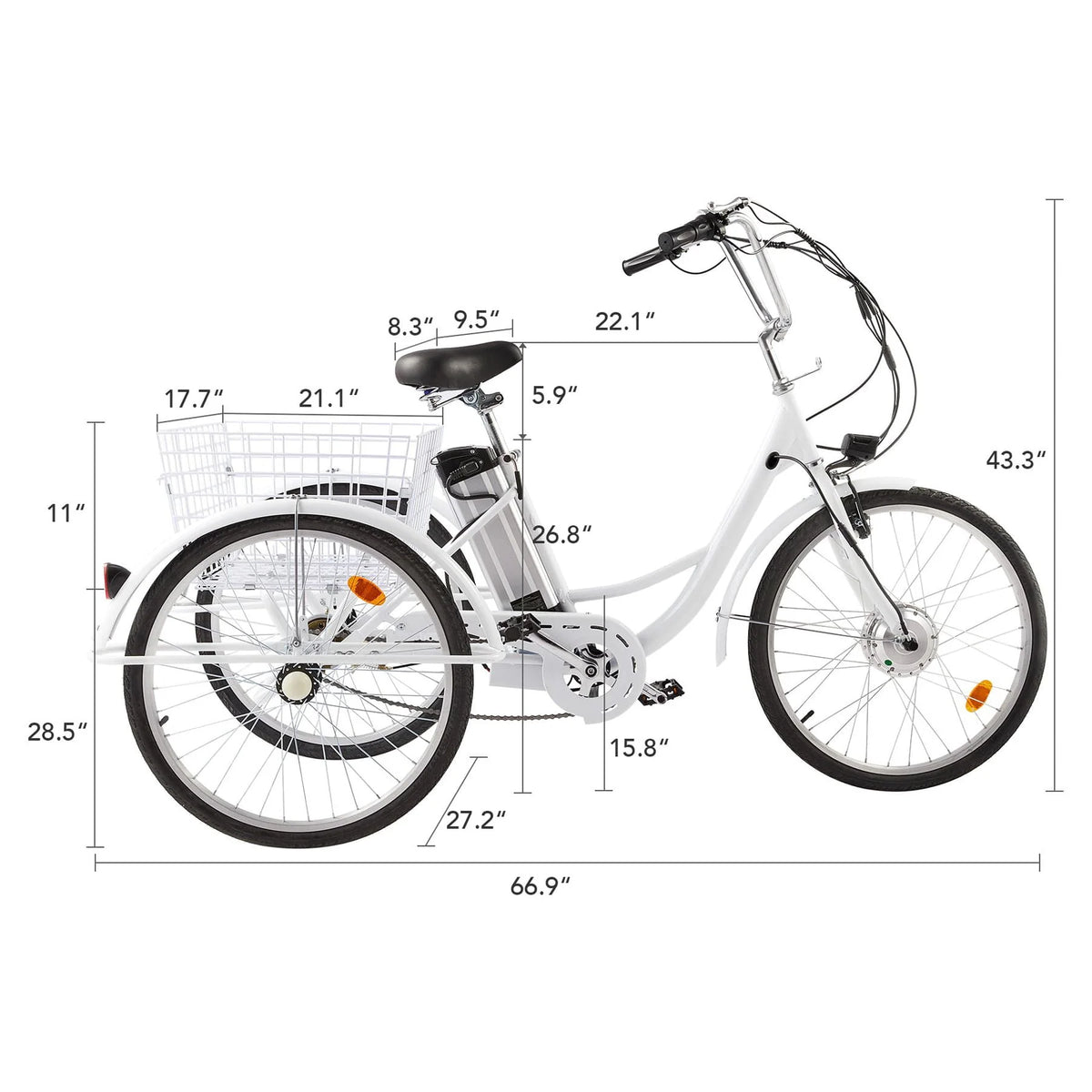 24inch 3 Wheel Electric Tricycle with 250w Motor E652229