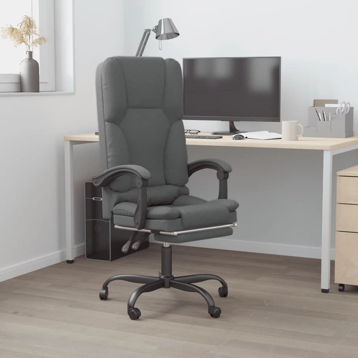 Dark Gray Fabric Massage Reclining Office Chair P8167