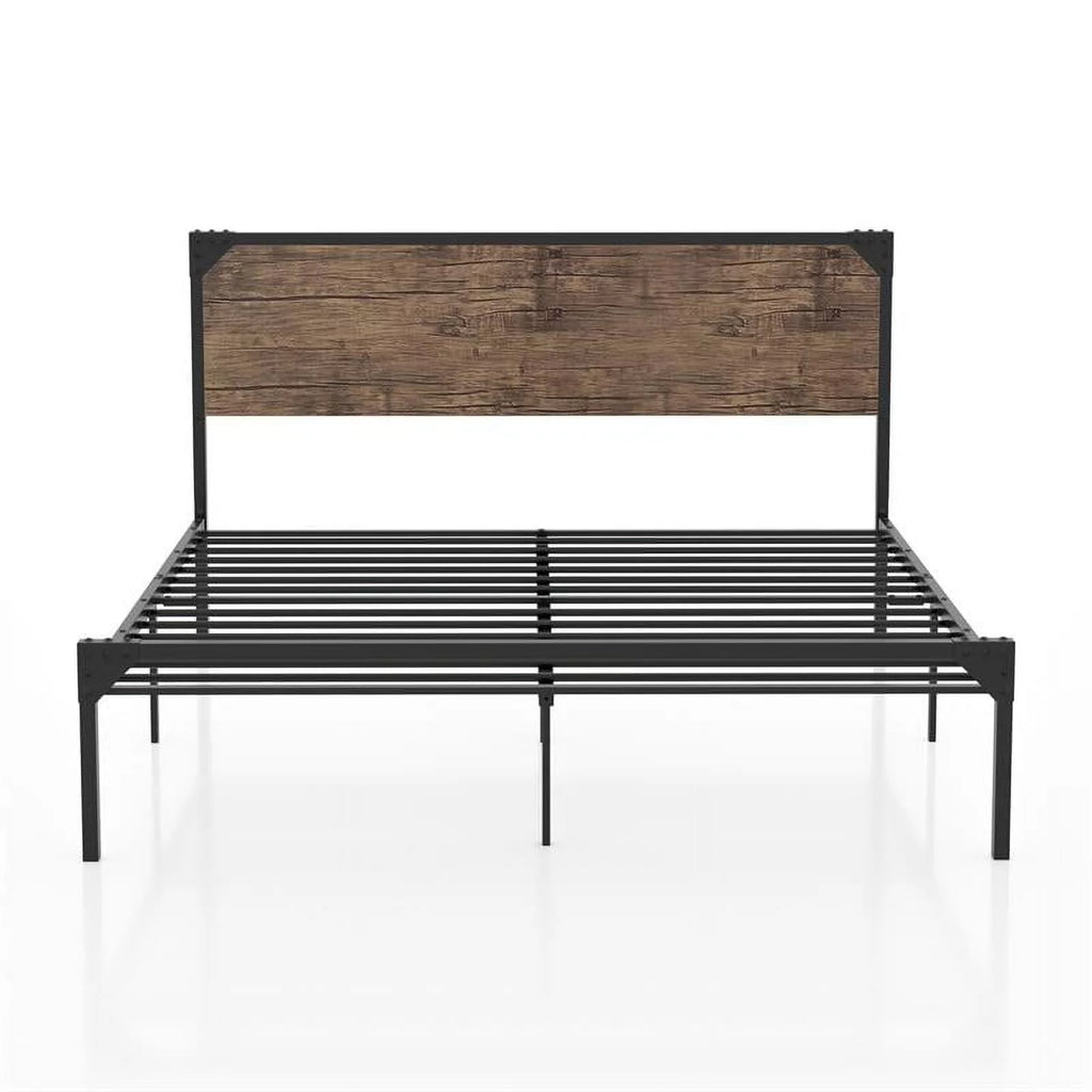 Queen Metal Platform Bed in Brown F6947