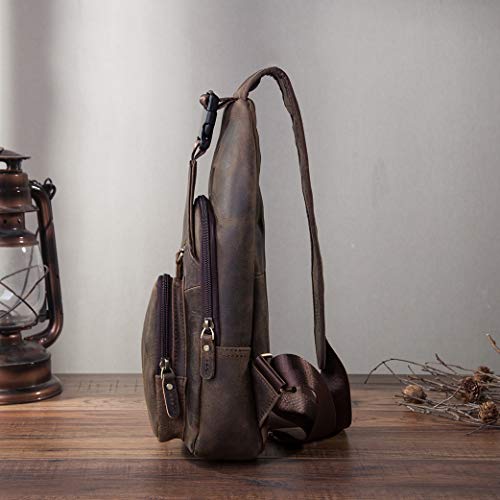 Men Casual Crossbody Chest Sling Bag Leather M208