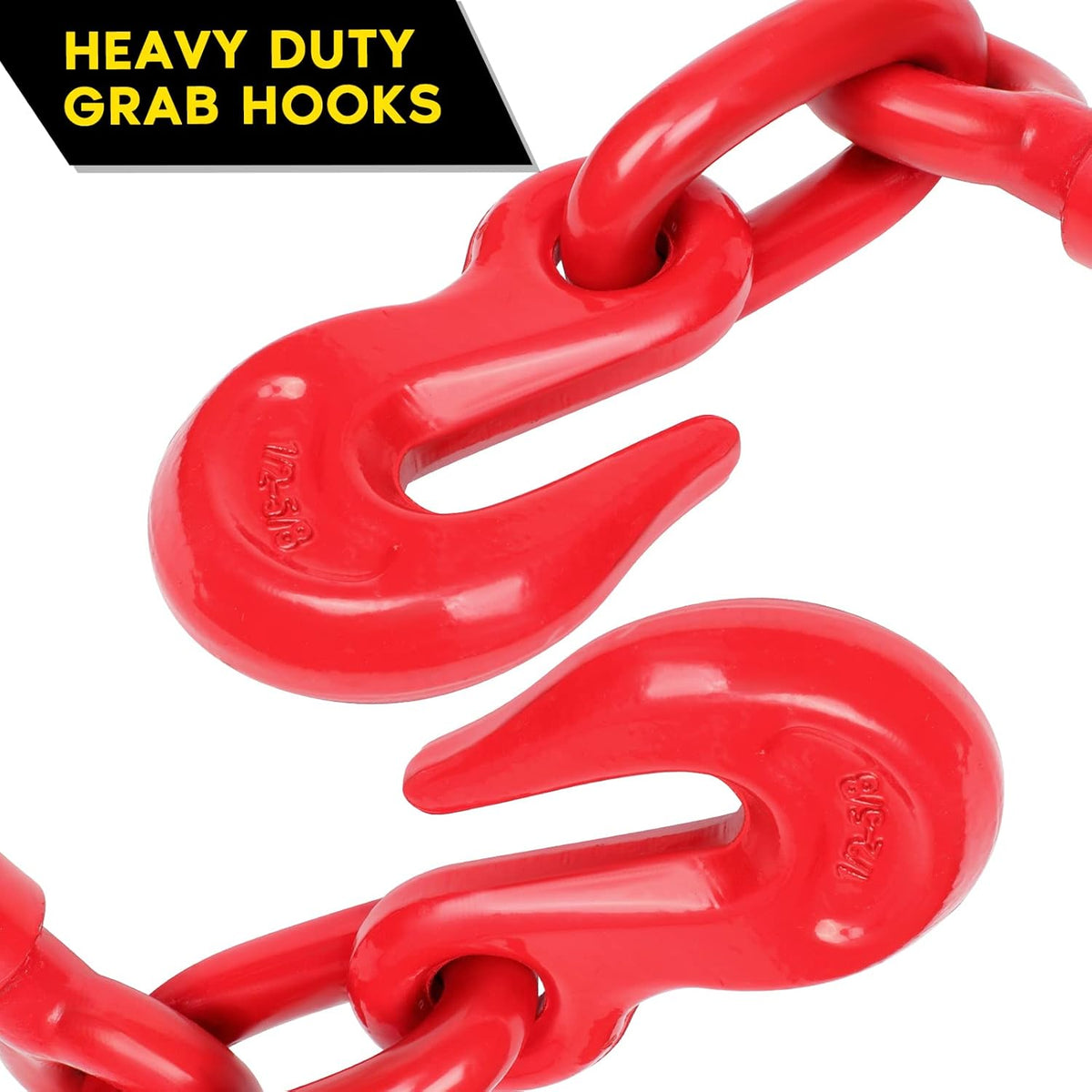 1/2 to 5/8 Inch 2 Pack Ratchet Chain Binder with 2 Grab Hooks 13000 LBS Q743402