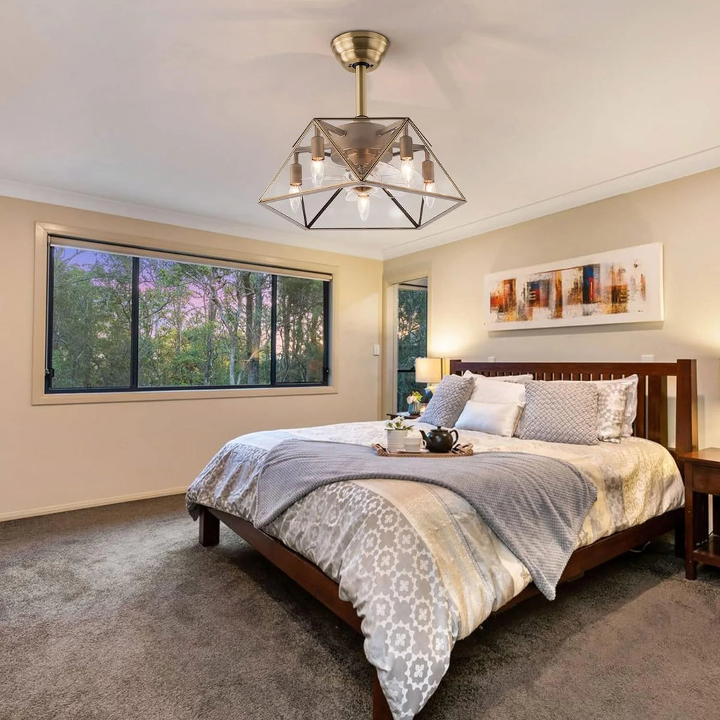 18.5'' Caged Ceiling Fan with Lights Remote Control F388