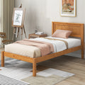 Twin Platform Bed Frame with Headboard and Wood Slat Support M9054