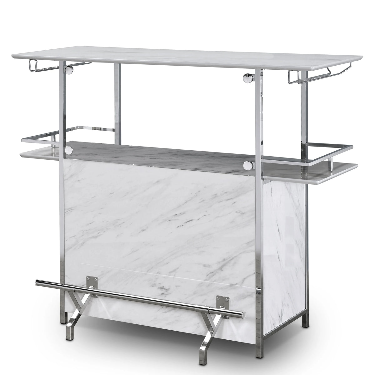 White and Chrome Bar Table N86211