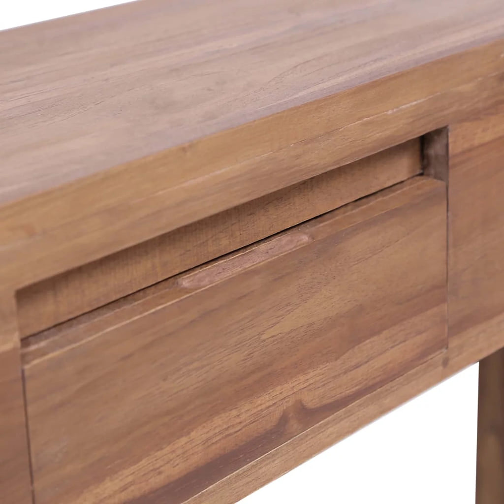 Console Table with 3 Storage Drawers and Bottom Shelf Teak Wood N69521