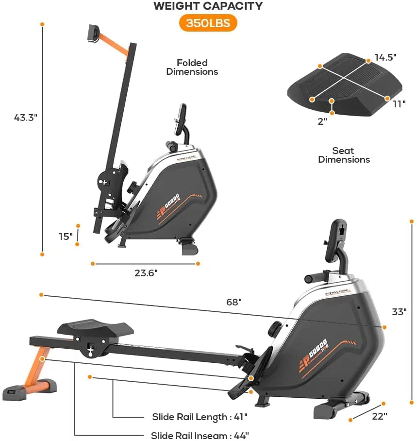 Foldable Magnetic Rowing Machine with 16 Level Resistance K440