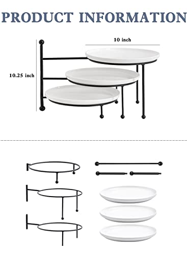 3 Tiered Serving Stand with White Porcelain Plates P873830