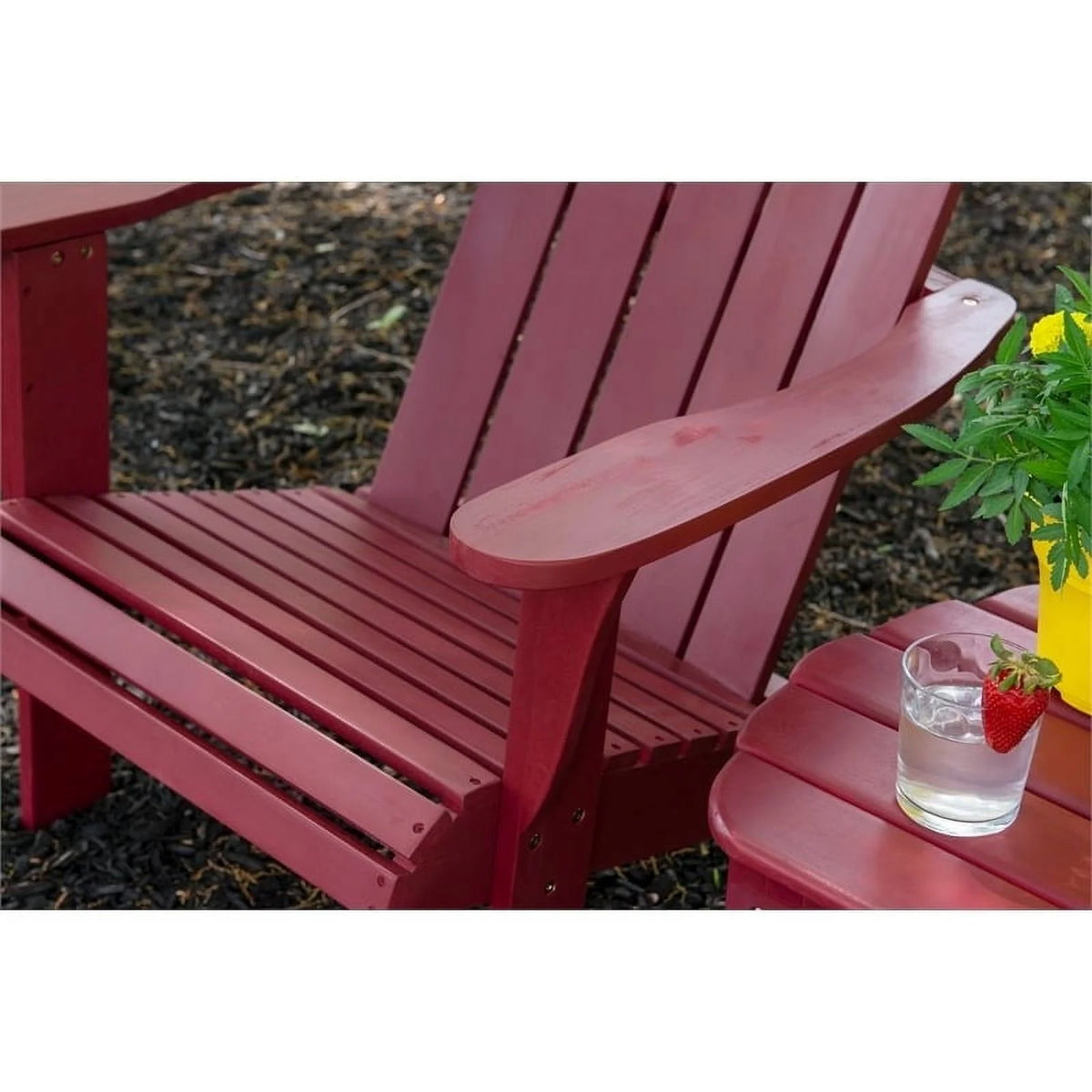 Red Wood Outdoor Chair with Arm Rests W385107