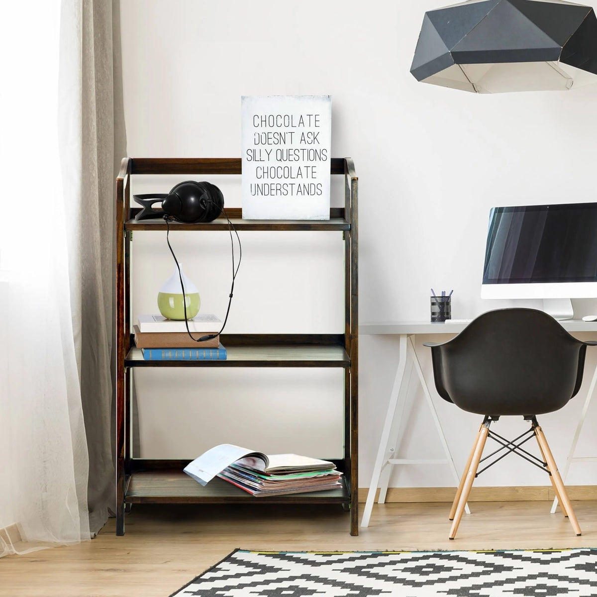 Espresso 3-Shelf Folding Bookcase Z30754