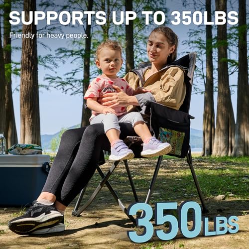 Lightweight Folding Reclining Camping Chair with Adjustable Back Black E737