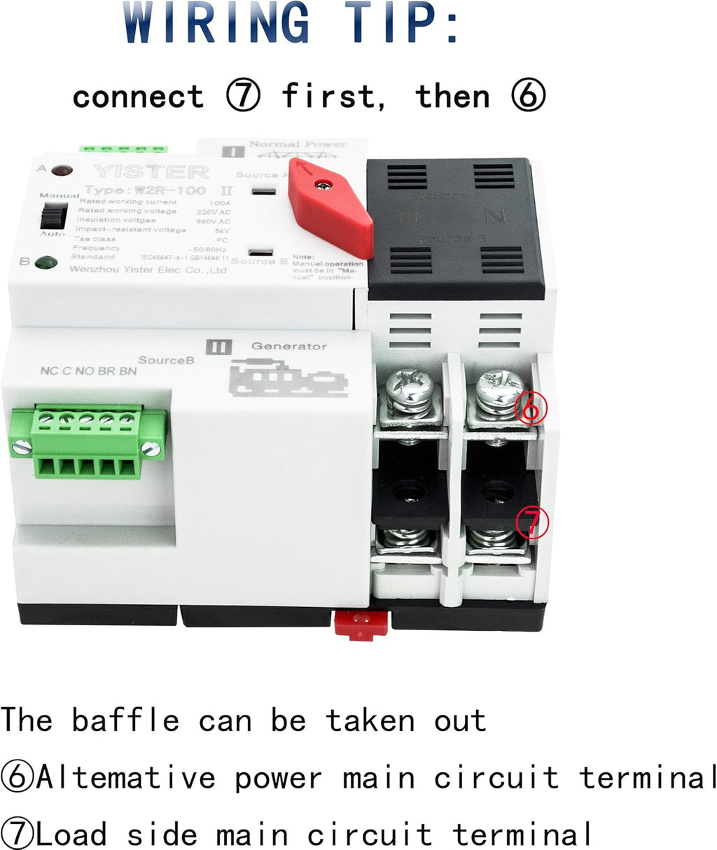 WiFi RF433 Remote Control 2P Dual Power Automatic Transfer Switch 16-100A Din Rail Mounted F62200