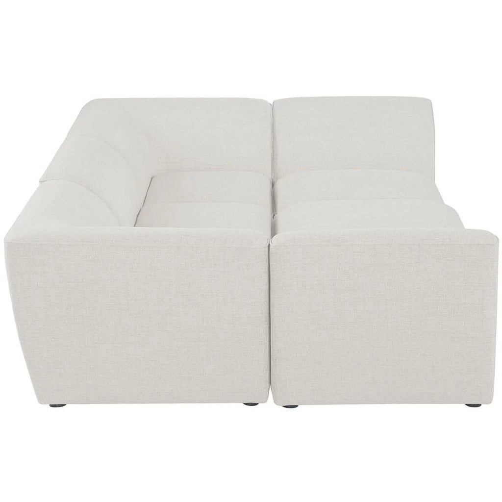 Cream Linen Textured Modular Sectional E51614
