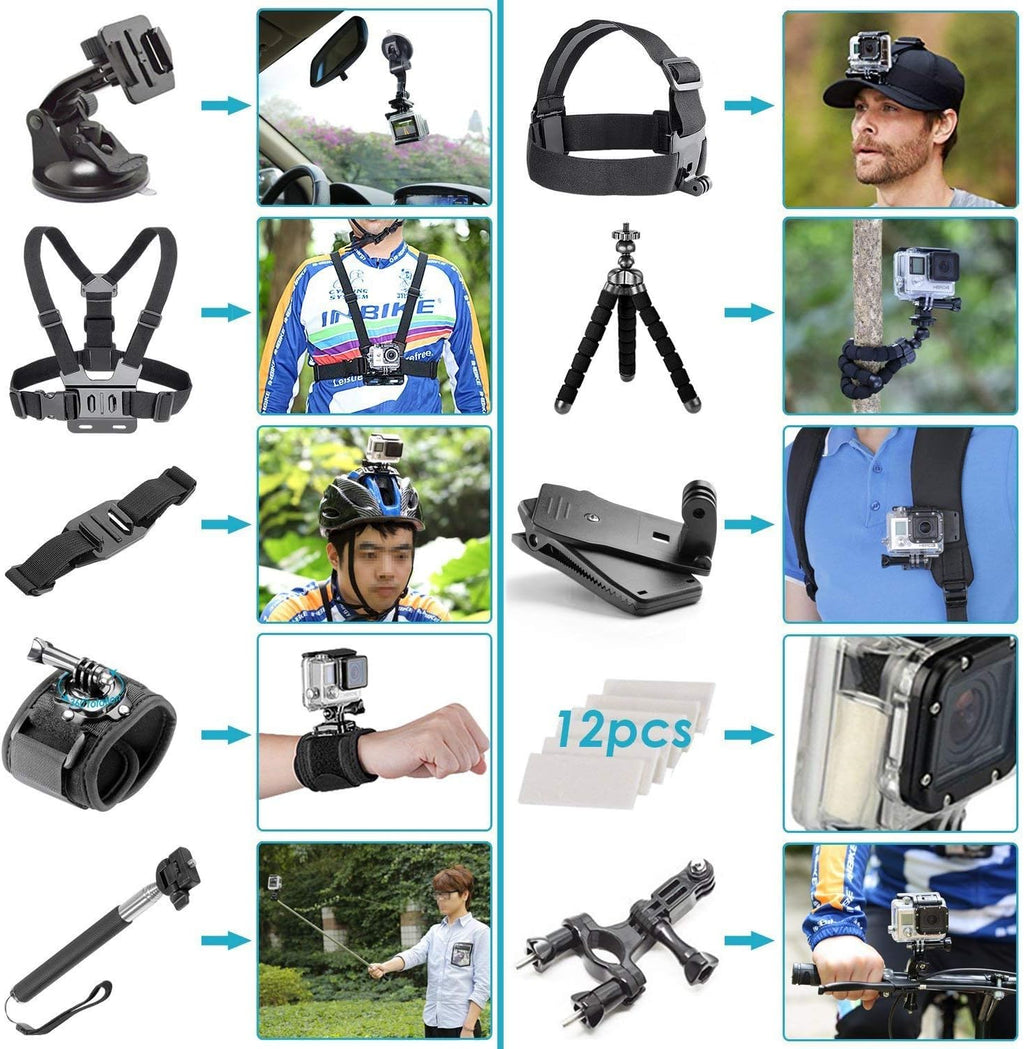 Waterproof 4K Action Camera with 128GB Card and Accessory Kit M2340
