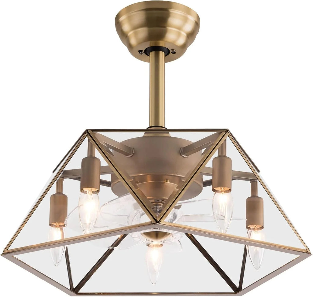 18.5'' Caged Ceiling Fan with Lights Remote Control F388