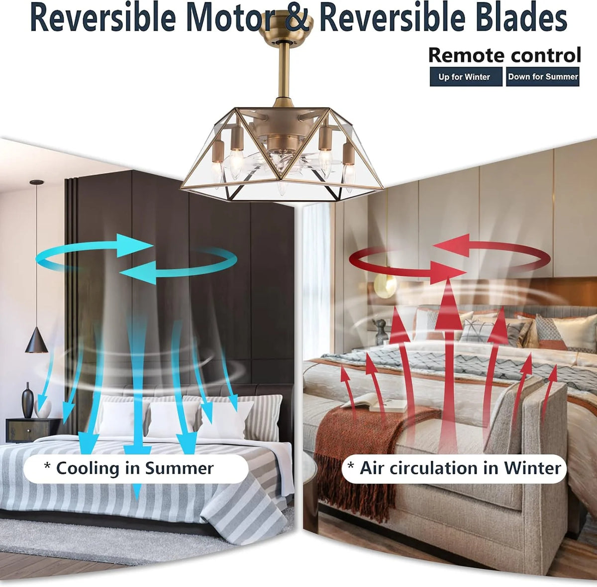 18.5'' Caged Ceiling Fan with Lights Remote Control F388