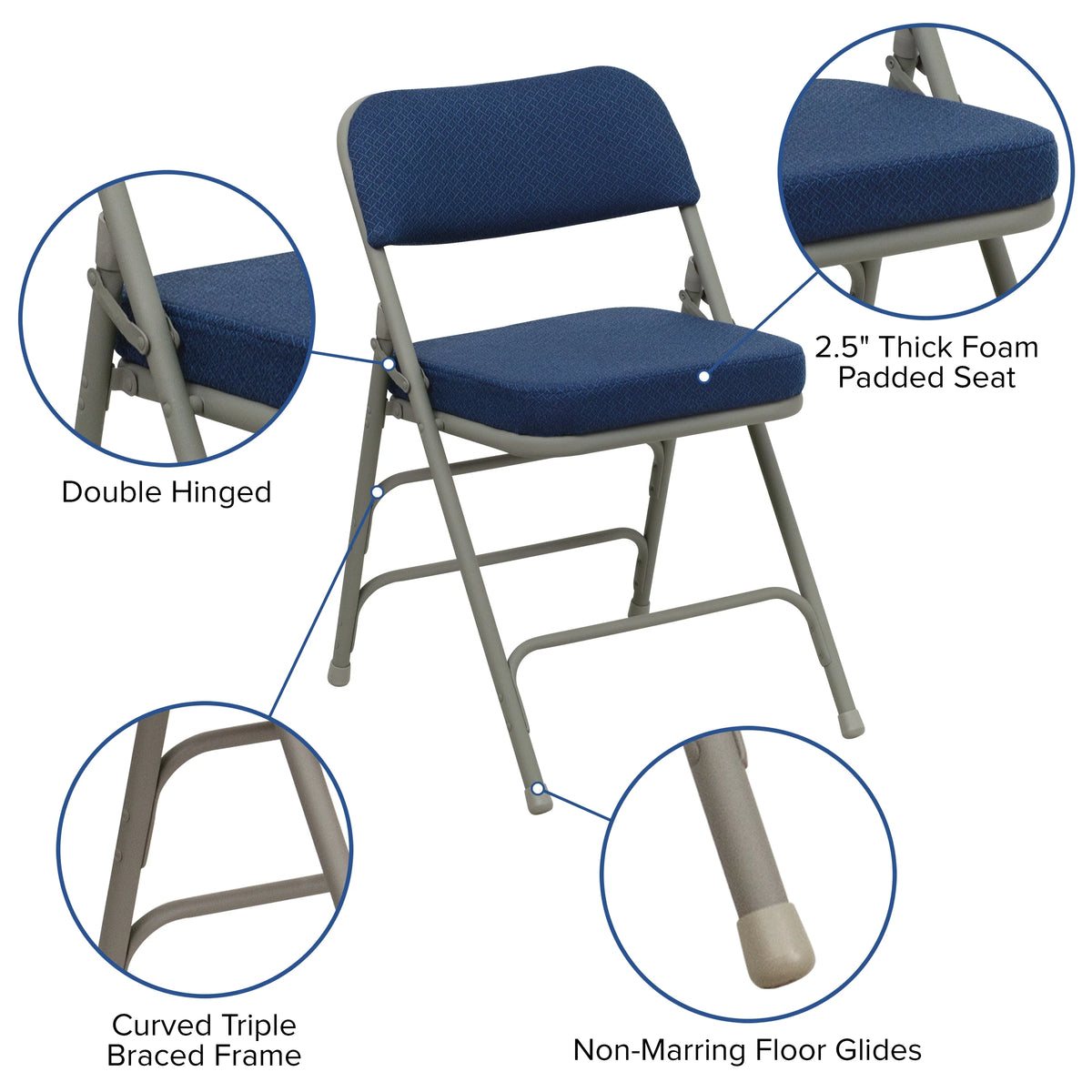 Navy Blue Padded Folding Chair 4-Pack S73885