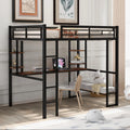 Black Loft Bed with Desk and Shelves H36170