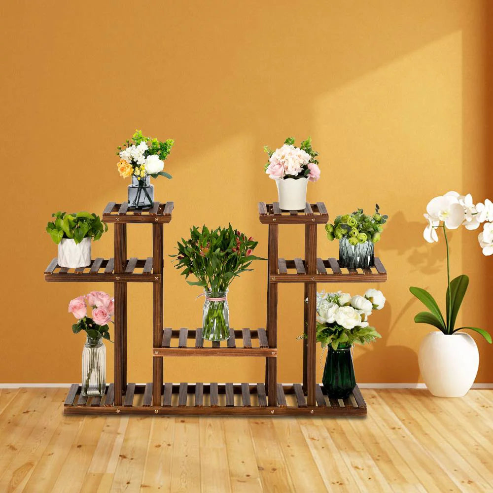 Brown 8-Tier Pine Wood Plant Stand C936