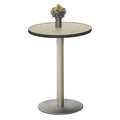 Round Barista Cafe Height Table Walnut Laminate Top Black Edge Silver Base W32469