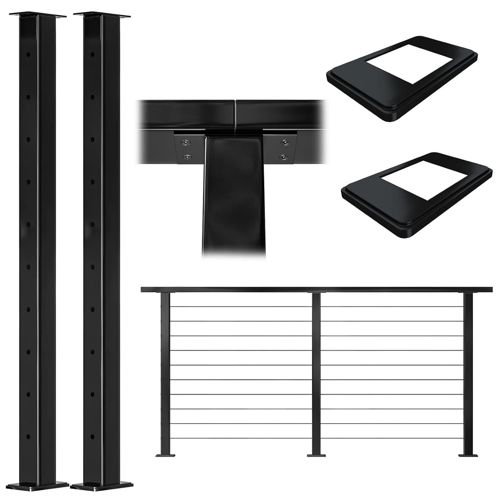 2 Pack Stainless Steel Black Cable Railing Post W596301